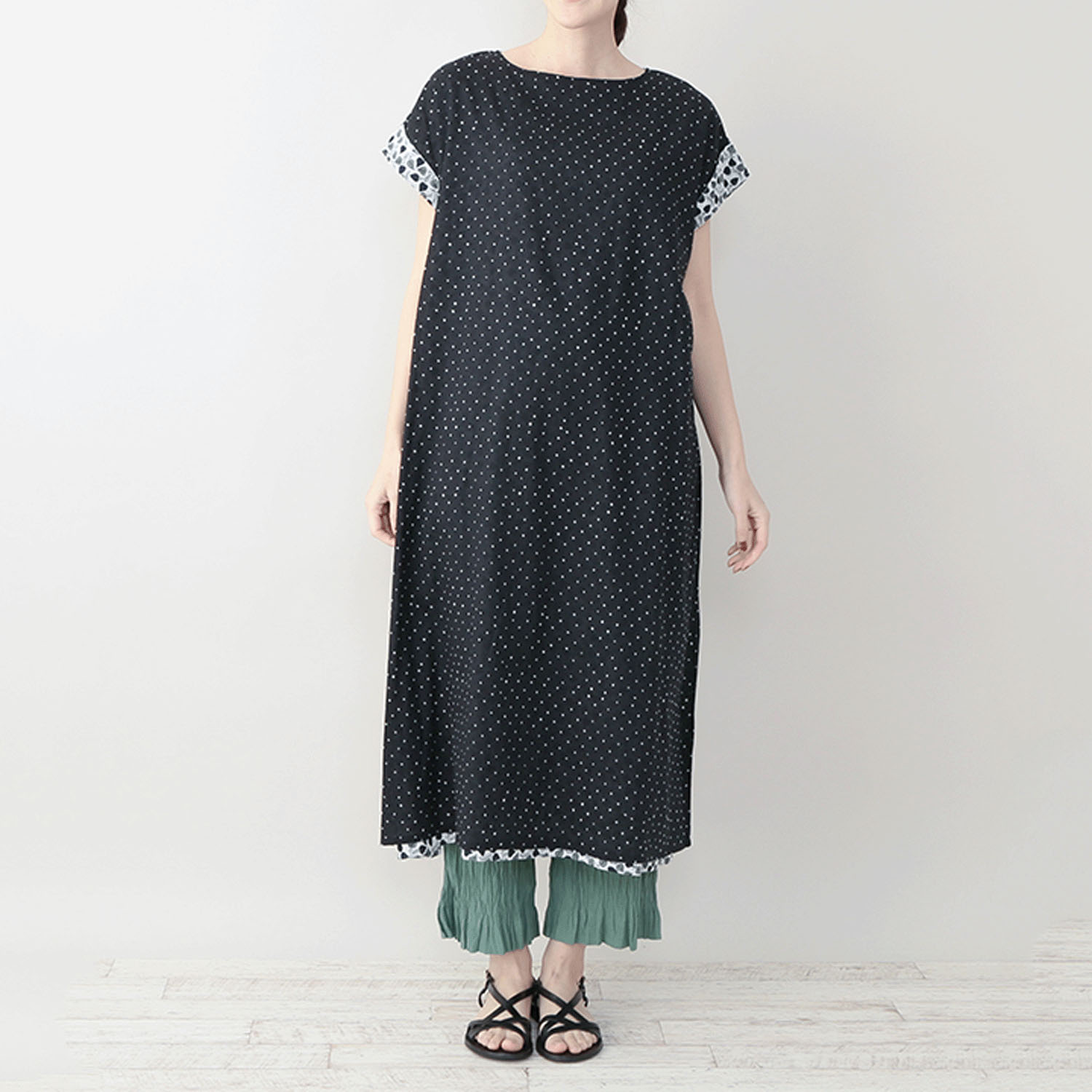 東京かんかん リーフ＆ドットプリントリバーシブルワンピース - 画像3