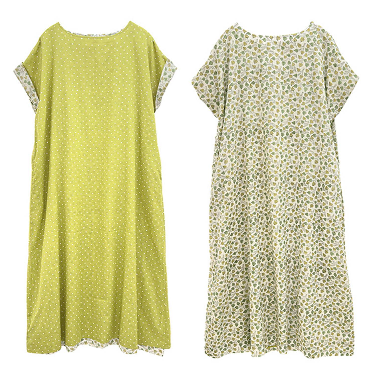 東京かんかん リーフ＆ドットプリントリバーシブルワンピース - 画像6