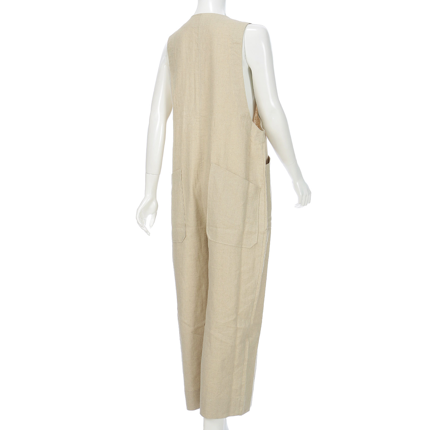 YURK geniet van リネンコットンヘリンボンVネックサロペット - 画像8