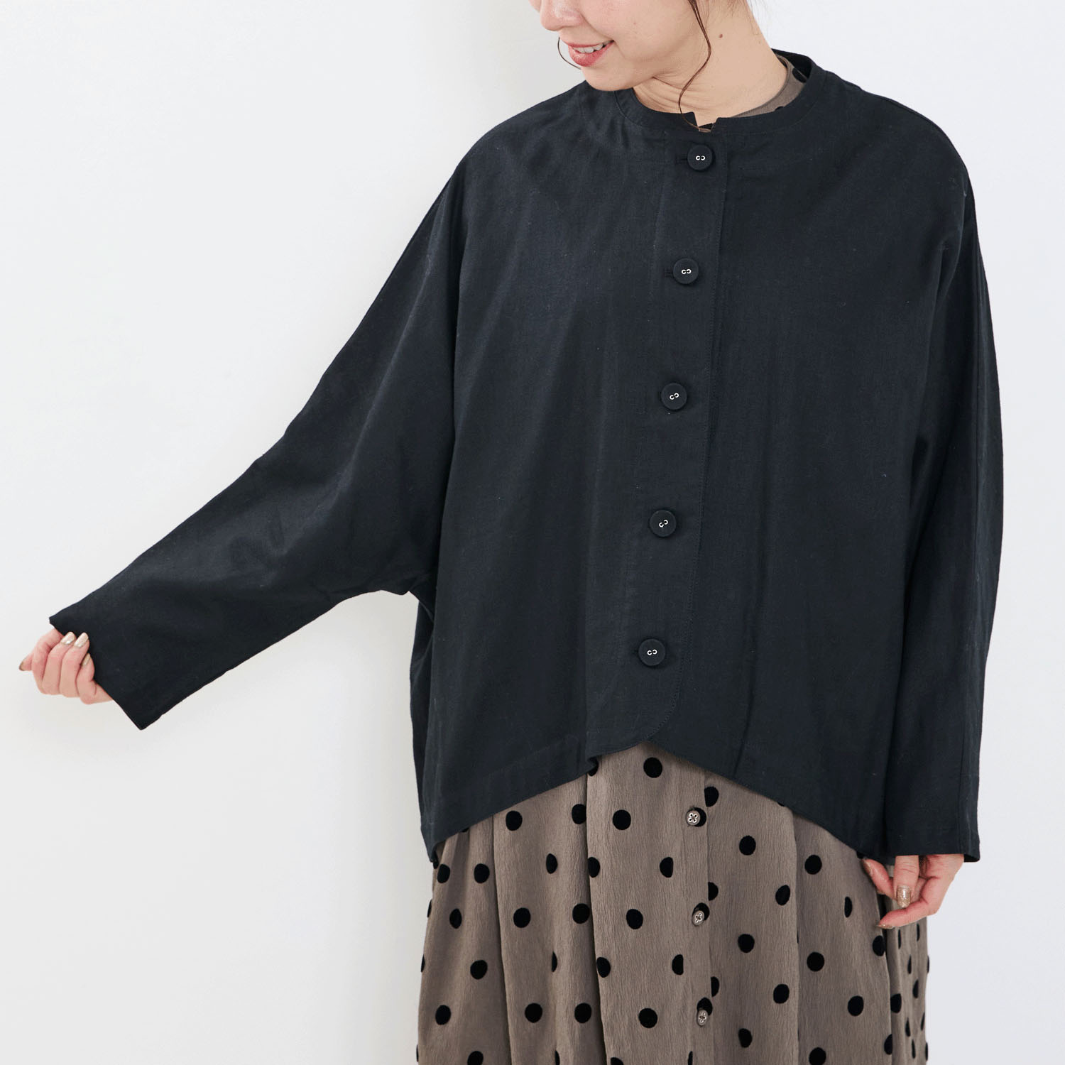 YURK genite van リネンコットンバルーンジャケット - 画像2