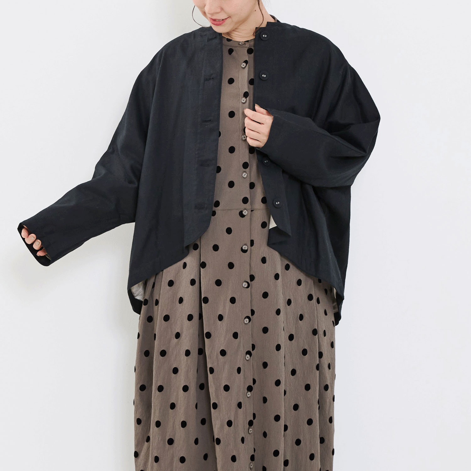 YURK genite van リネンコットンバルーンジャケット