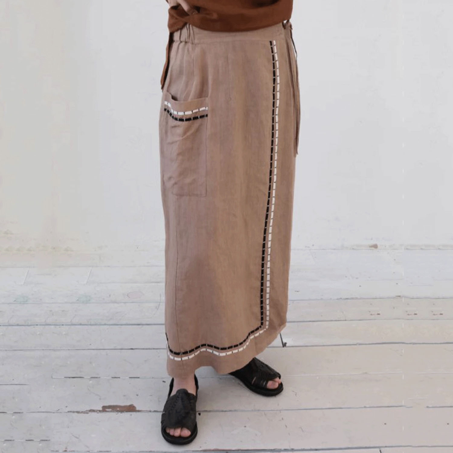 doux bleu インドリネンコード刺繍スカート - 画像13