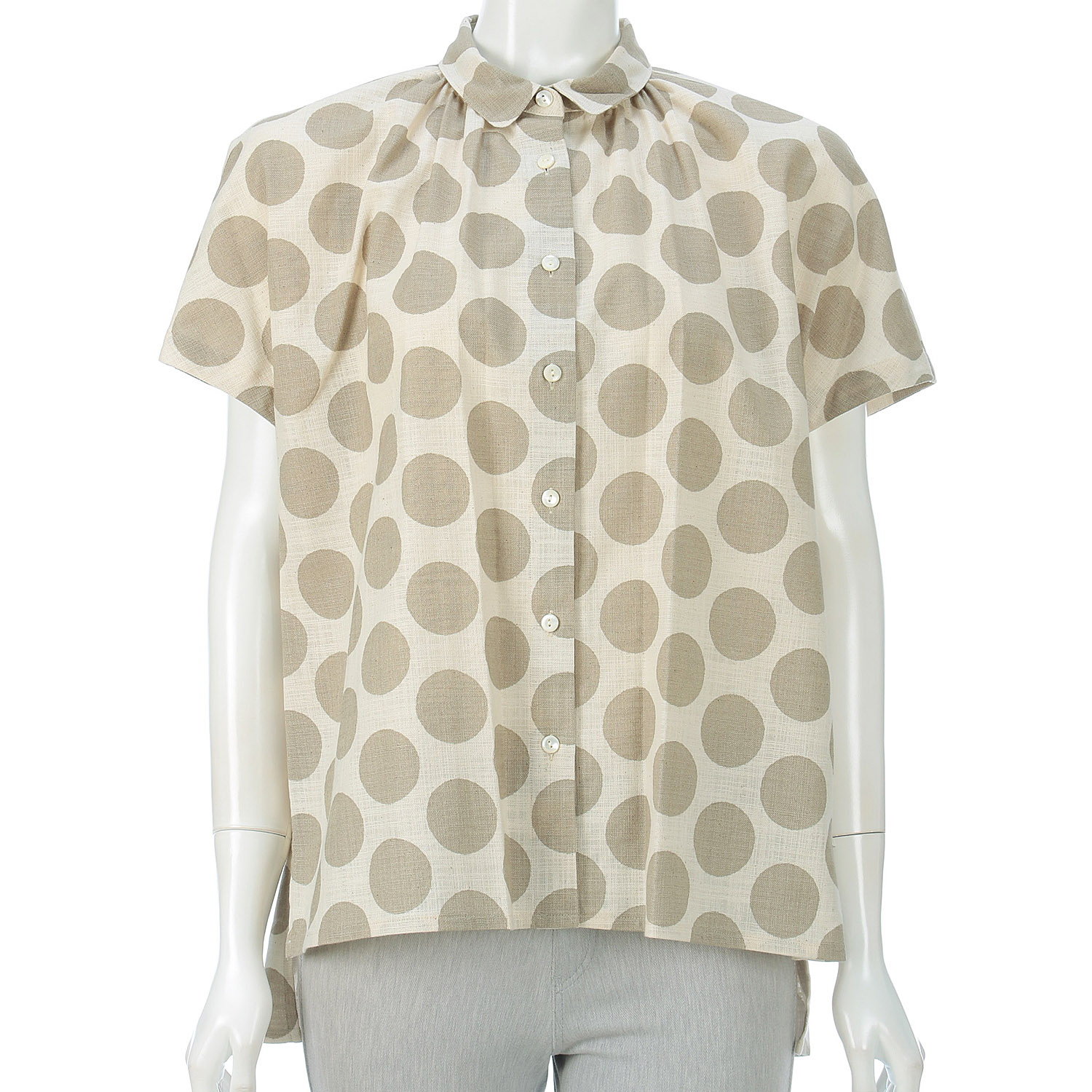 ciroc チビ襟ギャザーブラウス - 画像2