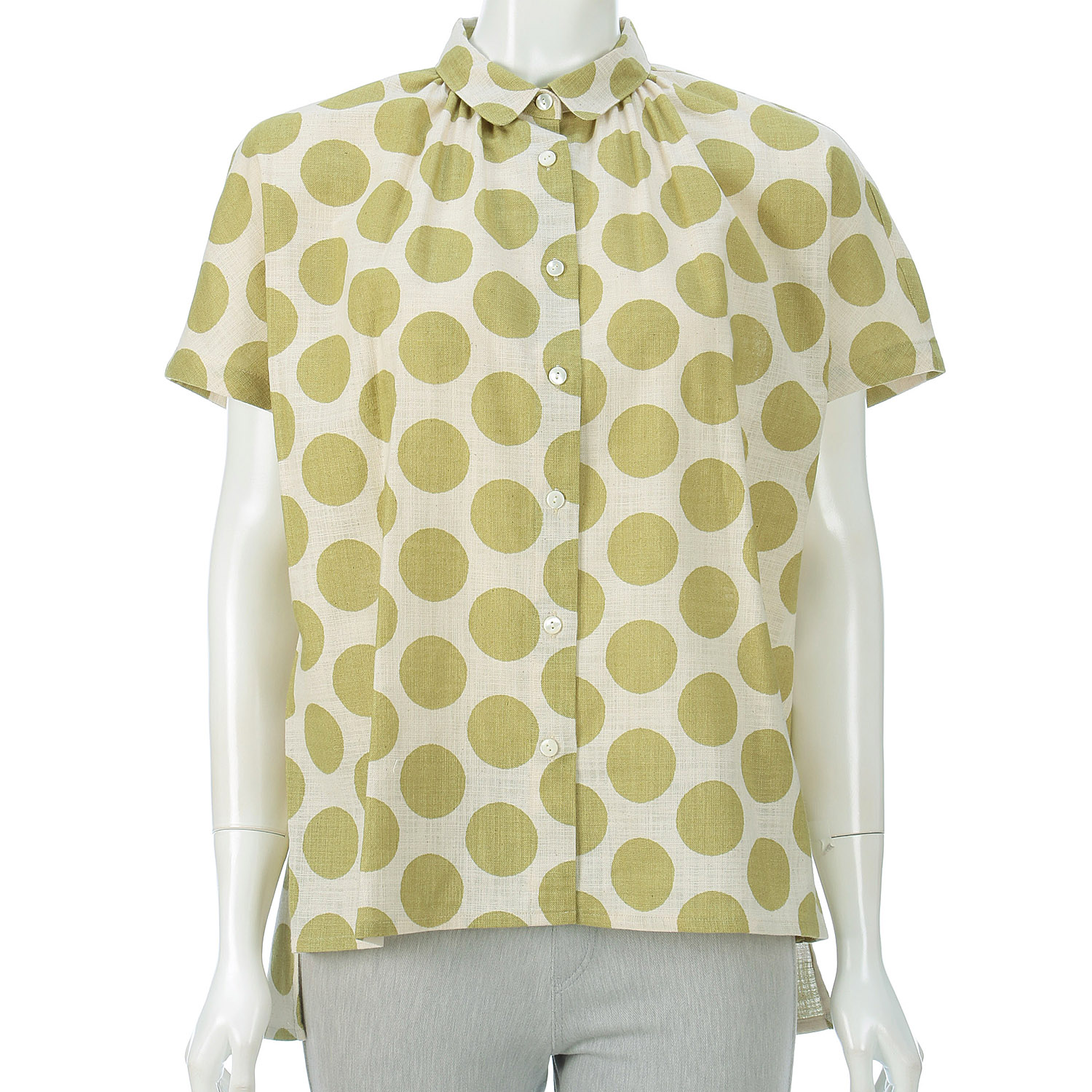 ciroc チビ襟ギャザーブラウス - 画像13