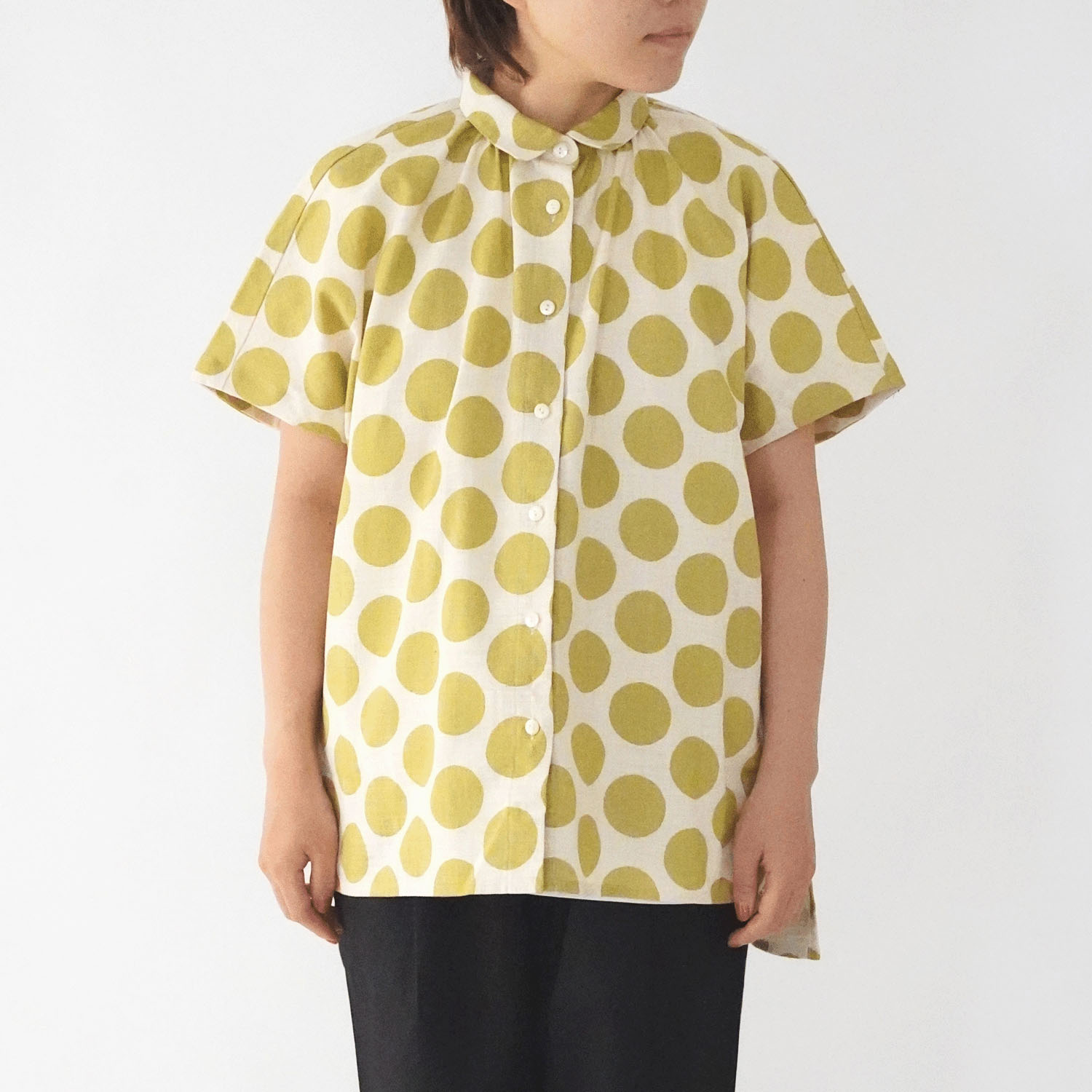 ciroc チビ襟ギャザーブラウス - 画像6