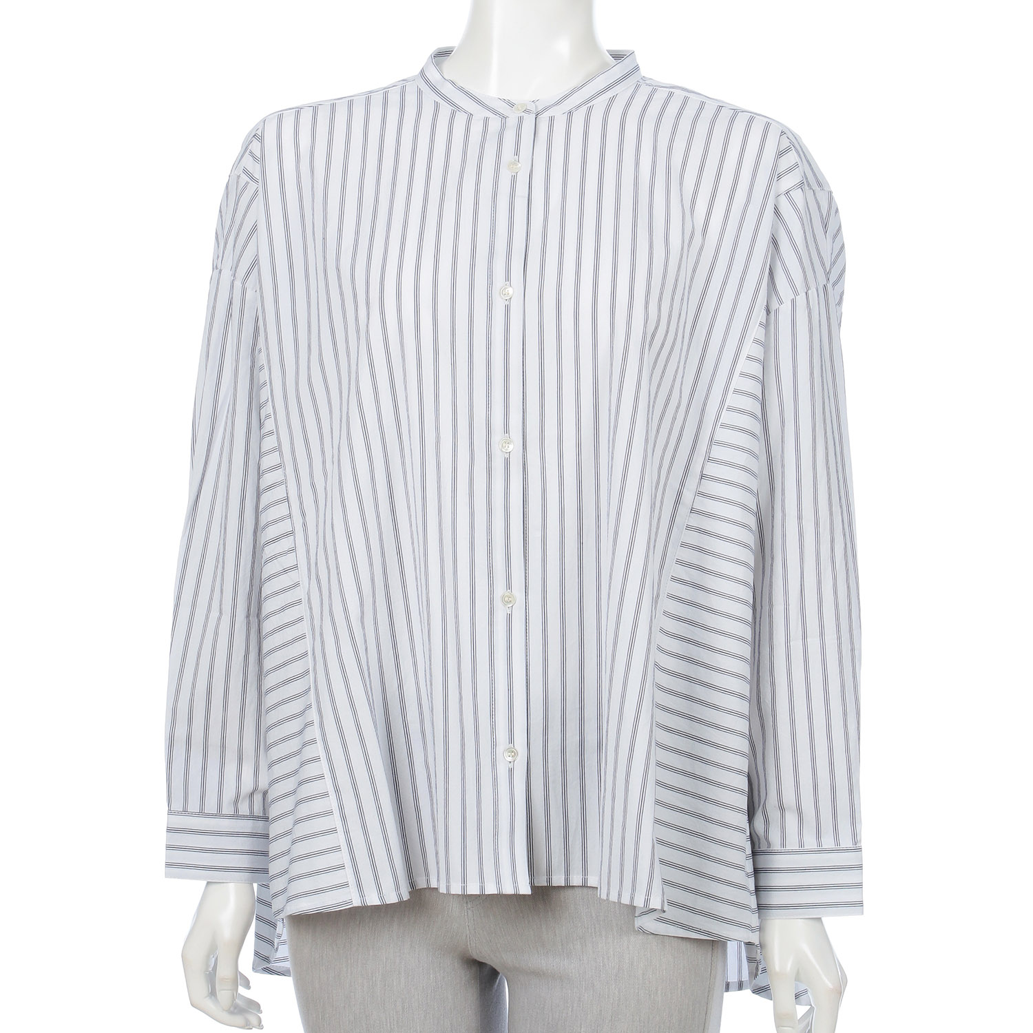 ista－ire 綿麻ストライプ柄 切替ブラウス - 画像2