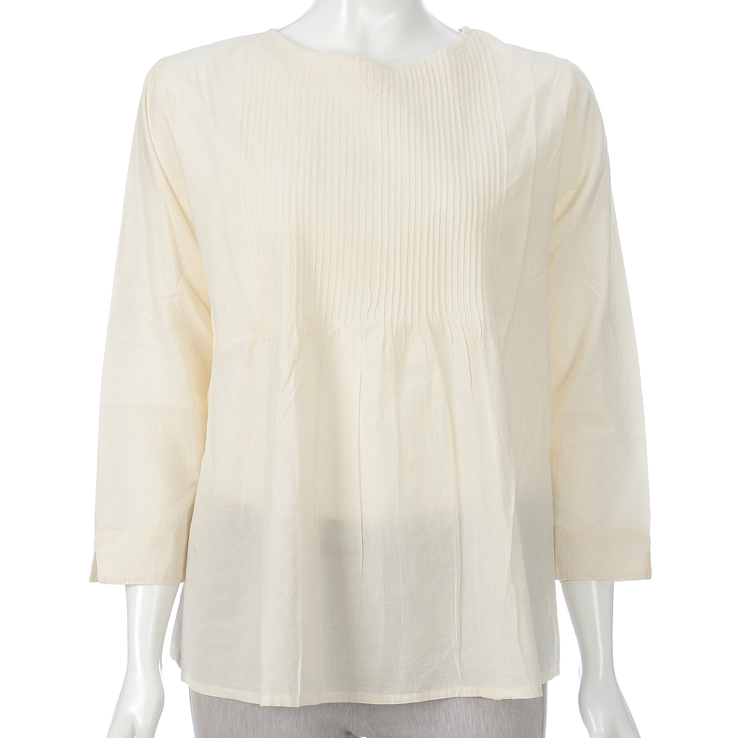 東京かんかん ピンタックコットン無地2WAYブラウス - 画像5