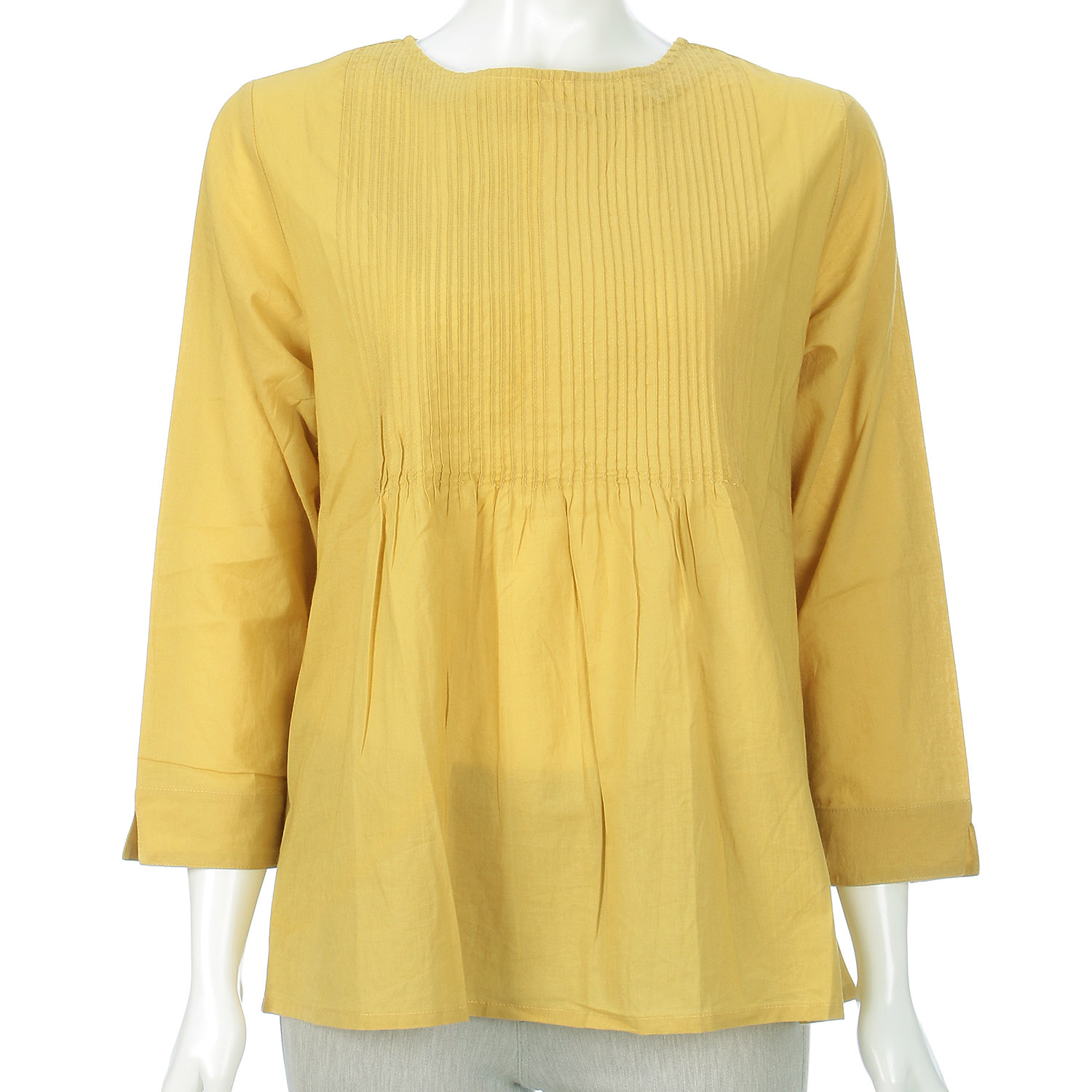 東京かんかん ピンタックコットン無地2WAYブラウス - 画像7