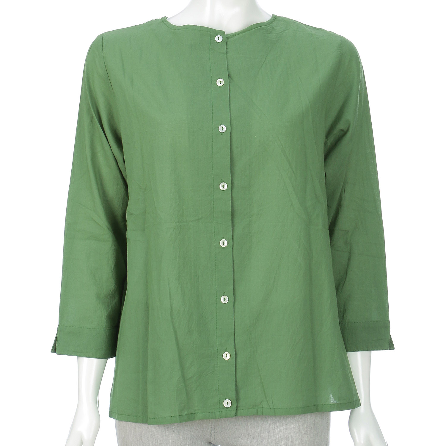 東京かんかん ピンタックコットン無地2WAYブラウス - 画像10