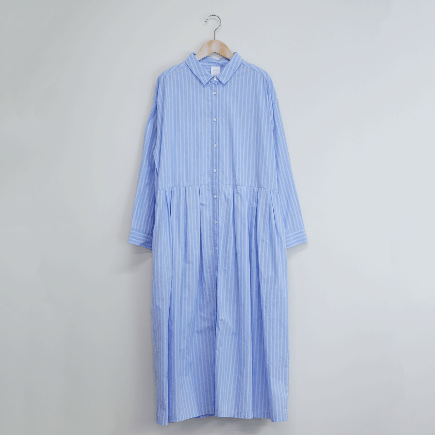 ista－ire 綿麻ストライプ柄 ウエストタックワンピース - 画像8