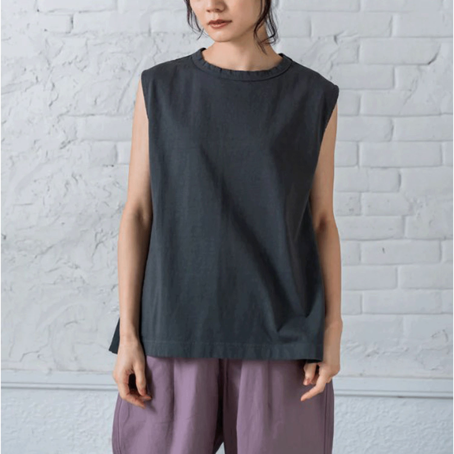 YARRA 布帛コンビノースリーブプルオーバー - 画像8