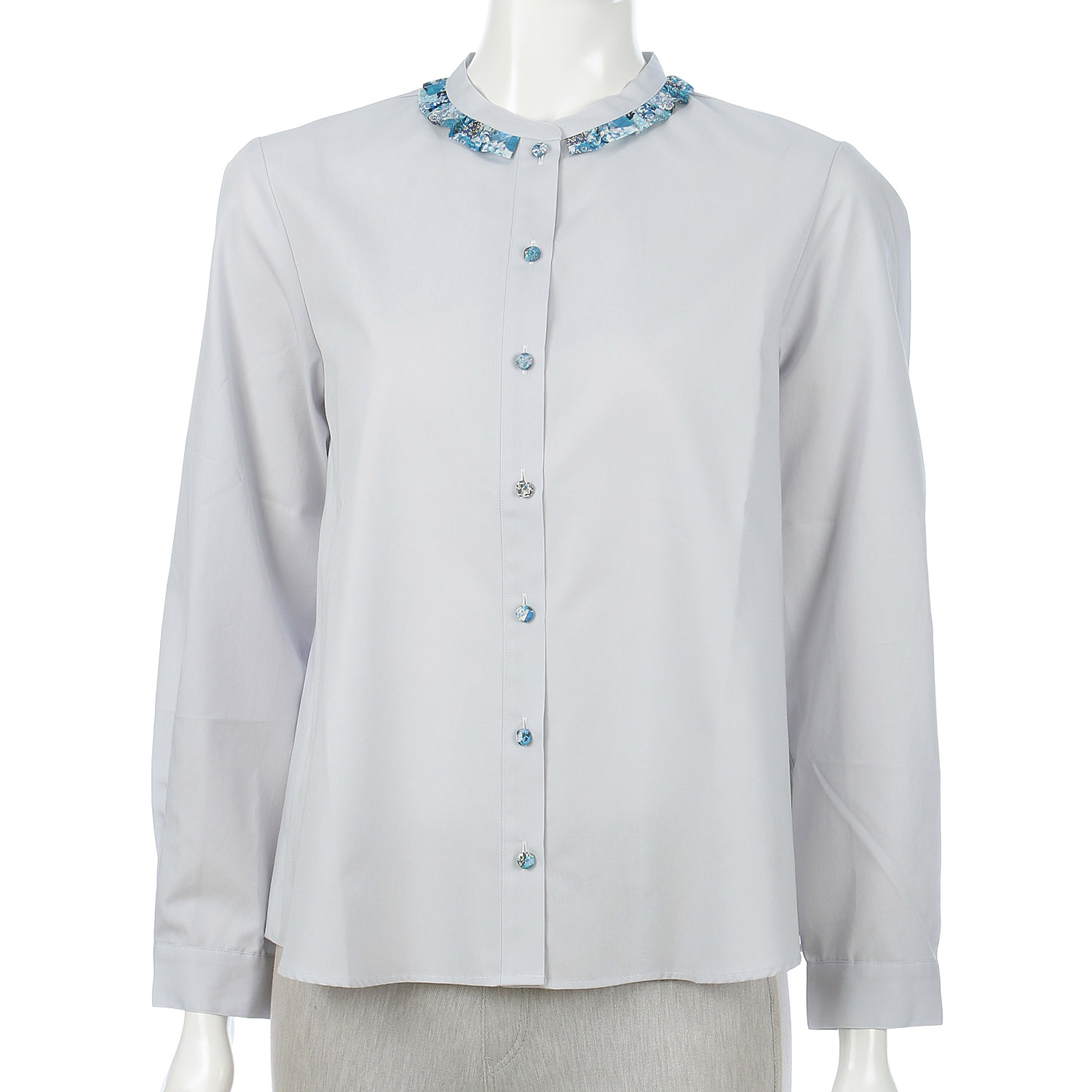 Parkes LIBERTYくるみ釦フリルブラウス - 画像1