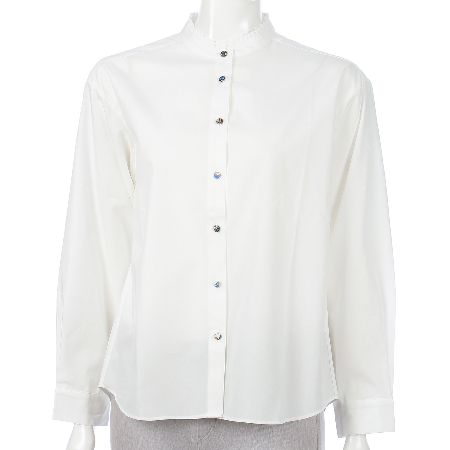 Parkes スタンドフリルドロップシャツ - 画像6