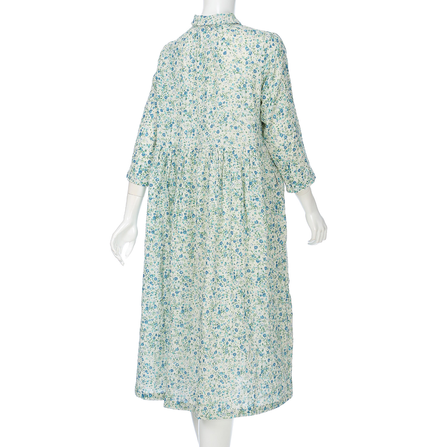 東京かんかん 小花柄コットンダブルガーゼシャツワンピース - 画像4