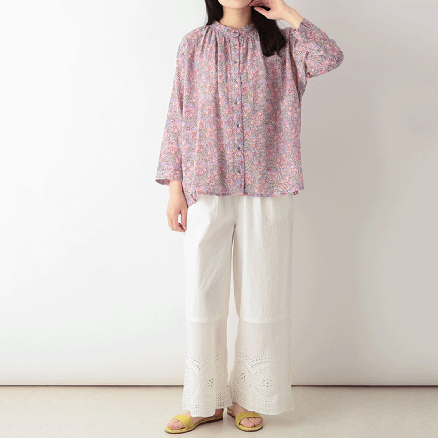 東京かんかん 縁がかわいい刺繍コットンパンツ - 画像2