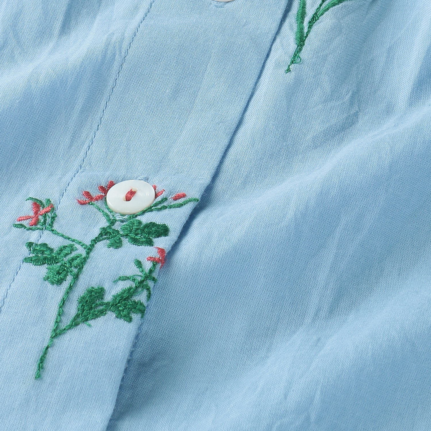 東京かんかん お花とトンボ刺繍コットンシャツワンピース - 画像5