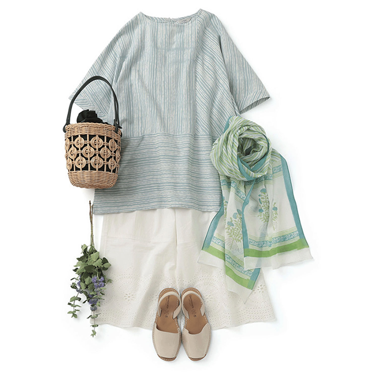 東京かんかん artipur ゆれるストライププリントコットンチュニック