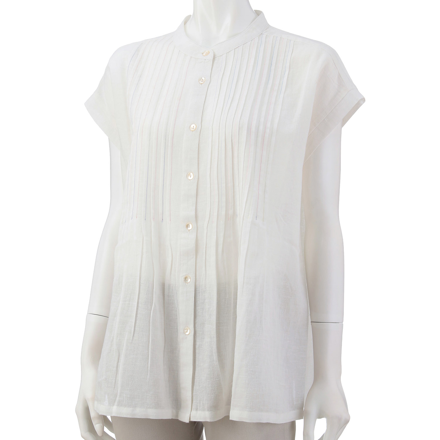 東京かんかん 虹色ピンタックコットンリネンガーゼブラウス - 画像3