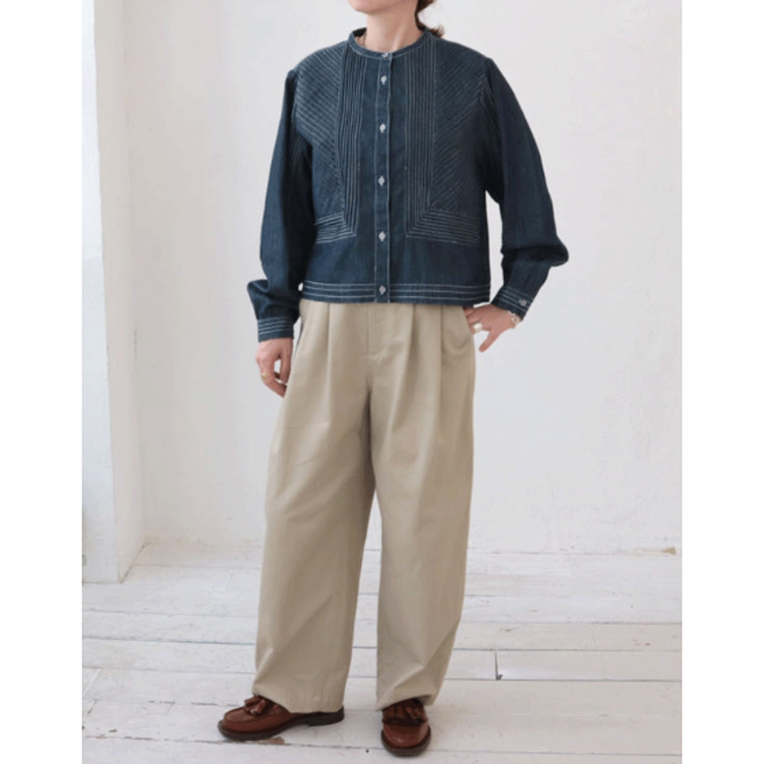 doux bleu ピンタックステッチデニムシャツ - 画像9