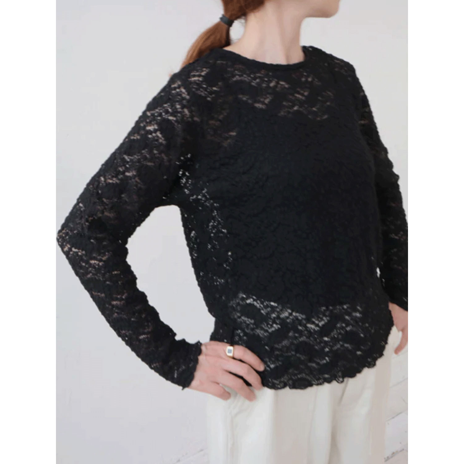 doux bleu コットンナイロンレースプルオーバー - 画像5