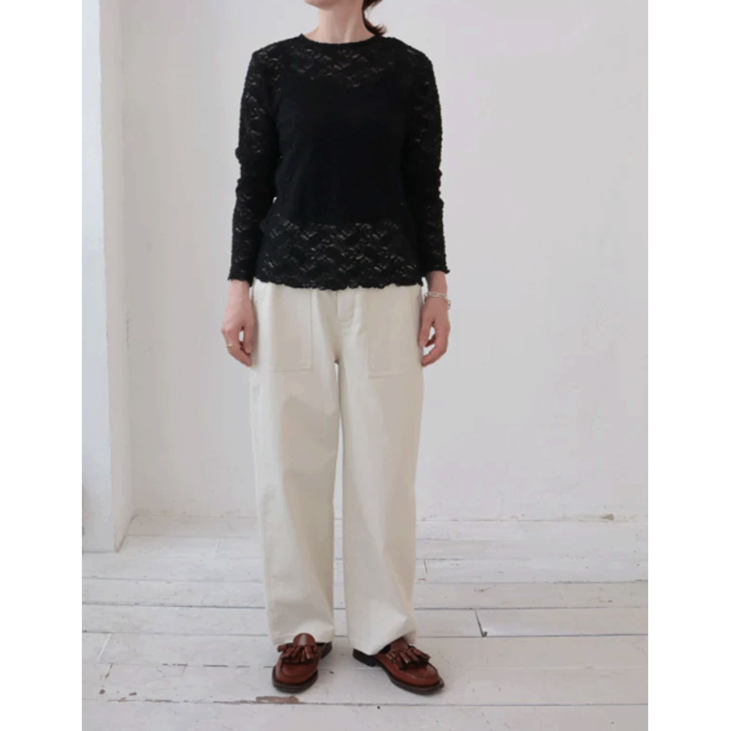 doux bleu コットンナイロンレースプルオーバー - 画像7