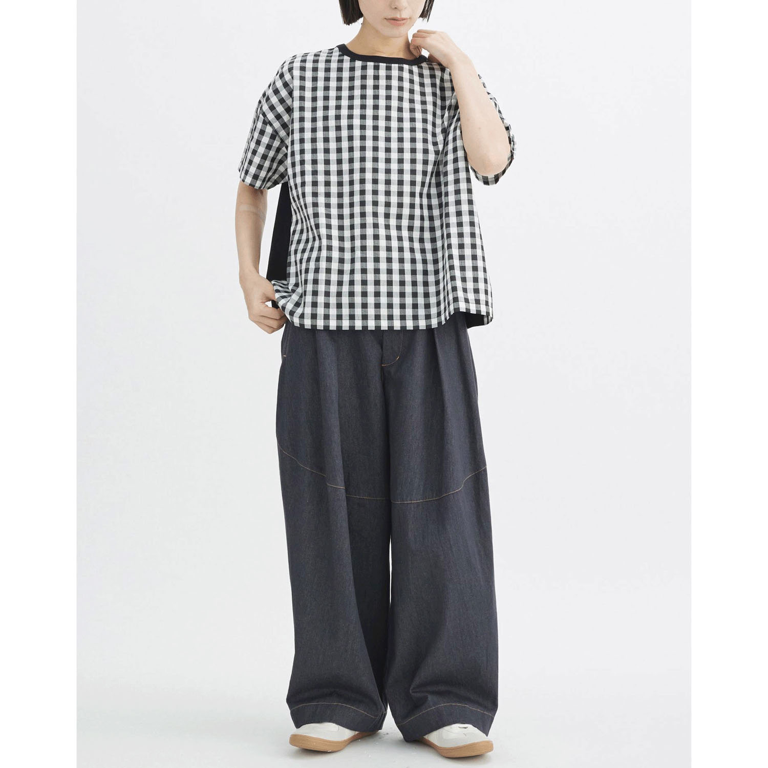 【ETONET限定】ATELIER EQUAL style ギンガムチェック天竺切替プルオーバー - 画像3