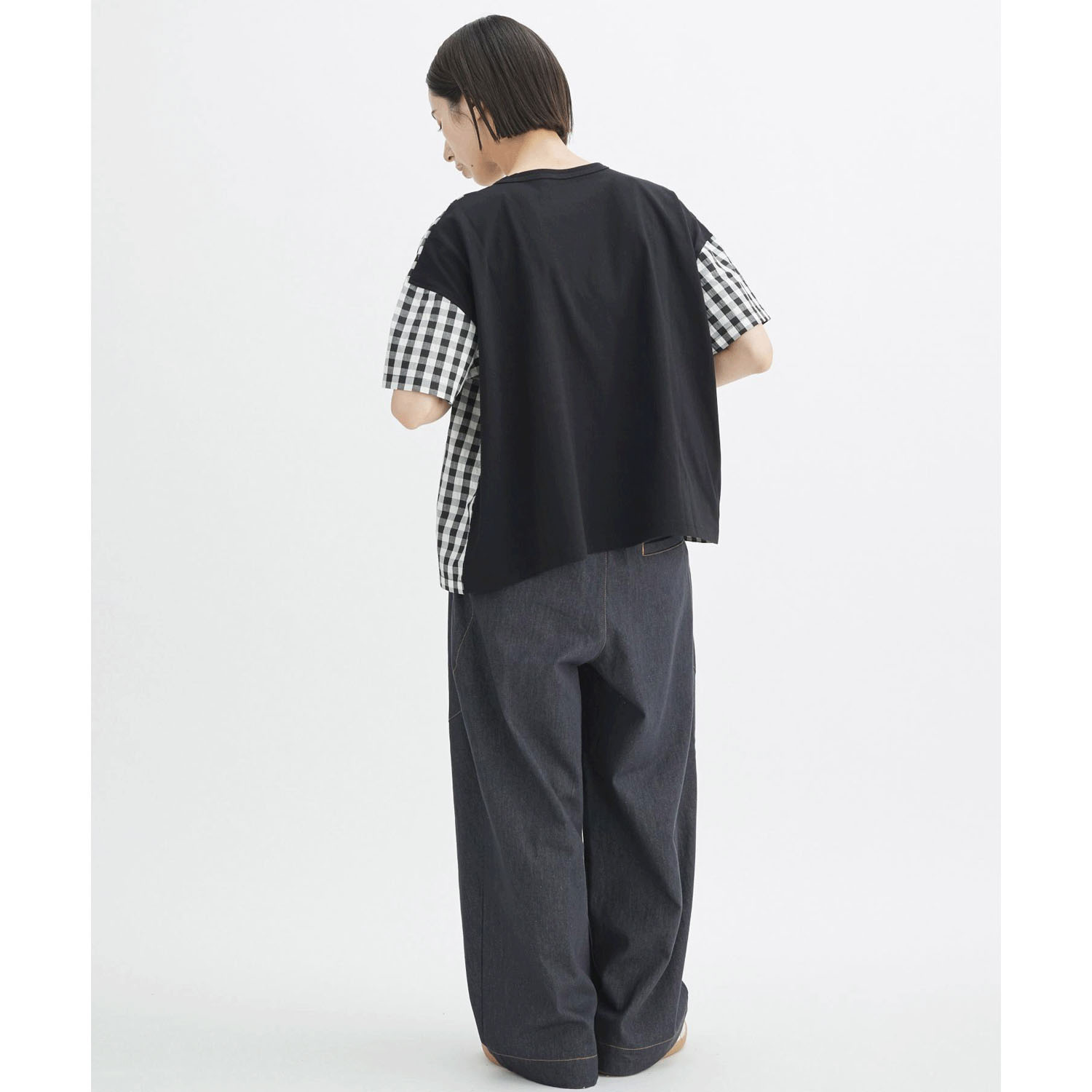 【ETONET限定】ATELIER EQUAL style ギンガムチェック天竺切替プルオーバー - 画像6