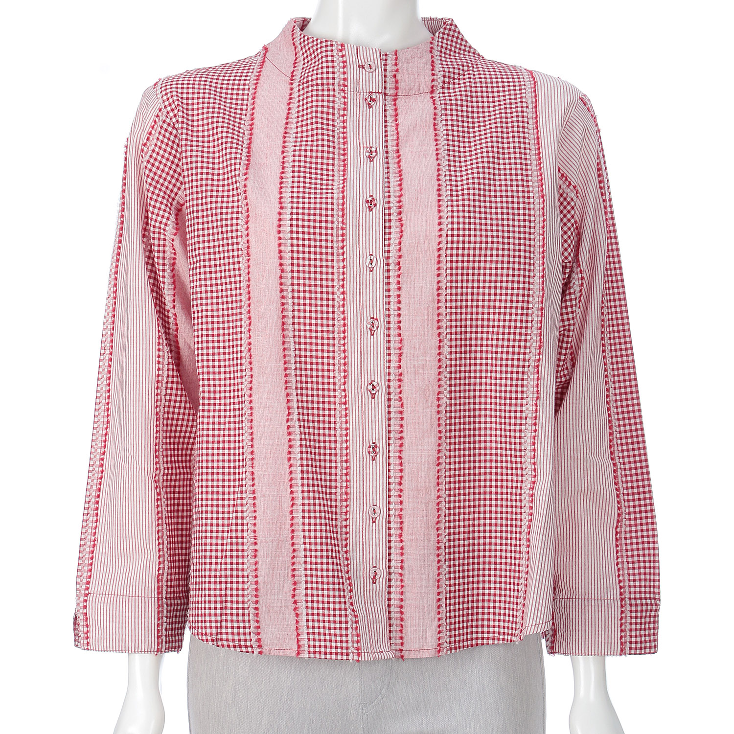 YURK genite van イレギュラーギンガムガンジーネックシャツ - 画像3