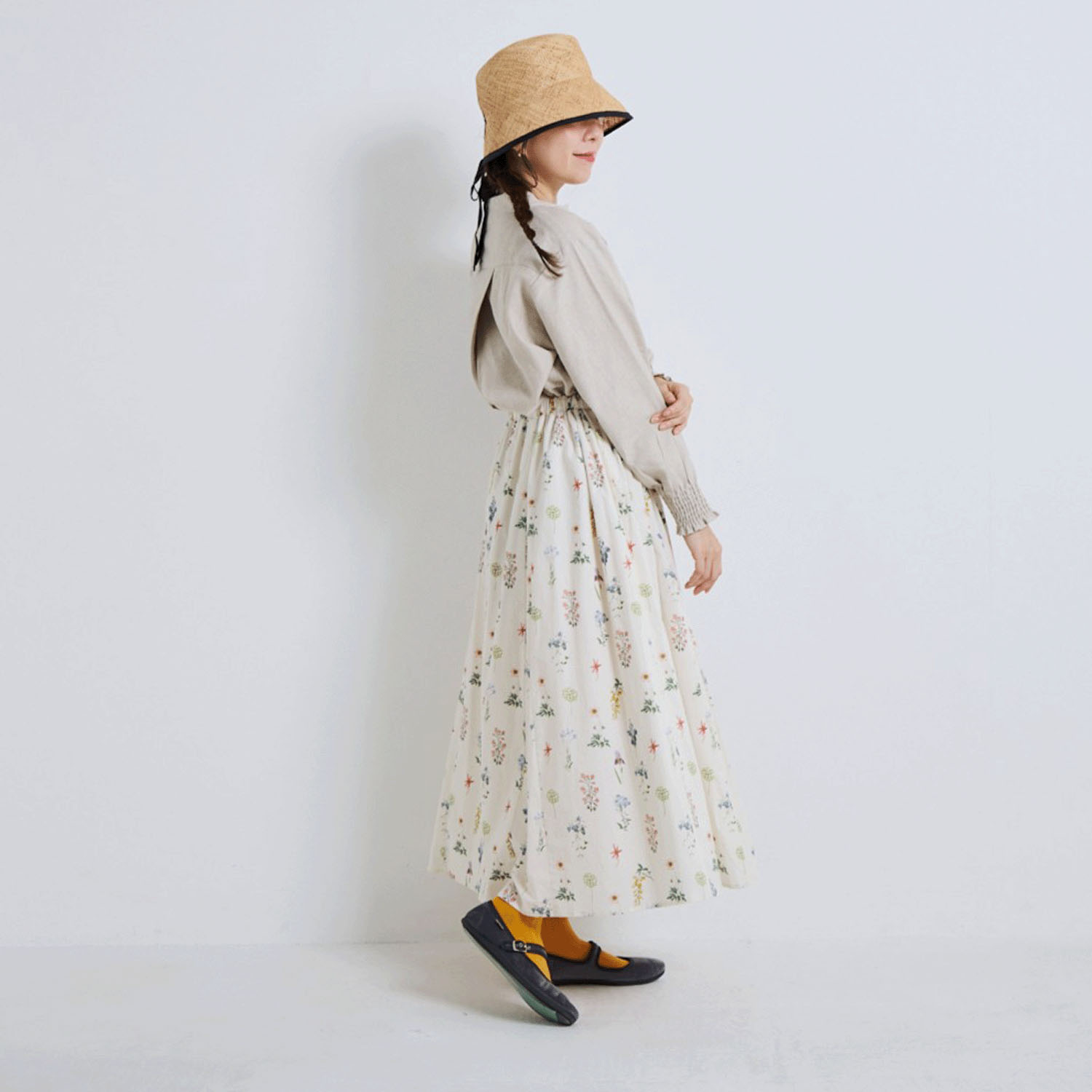 YURK genite van フラワープリントタックスカート - 画像9