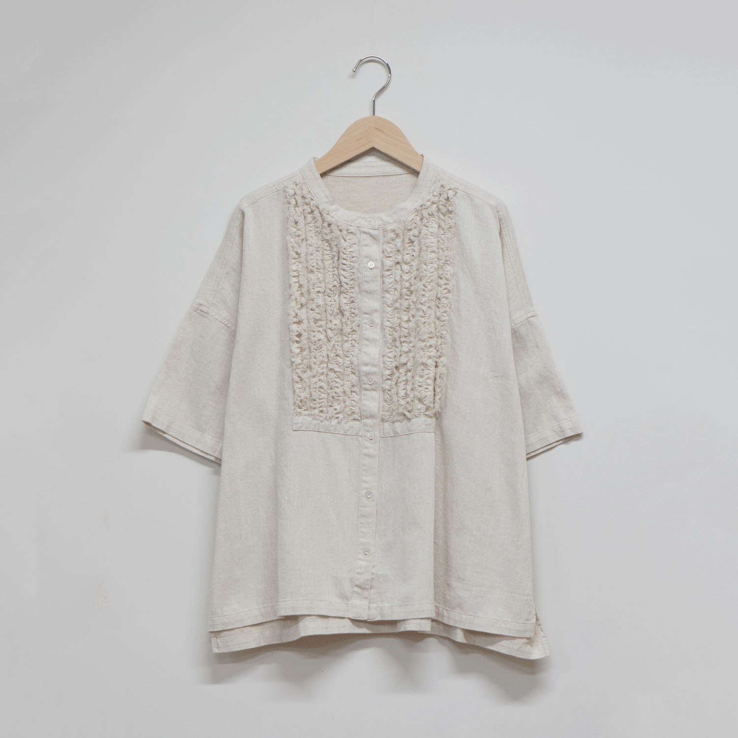 4．5oz綿麻甘撚りデニム（ista－ireオリジナル生地） フリンジブラウス - 画像3