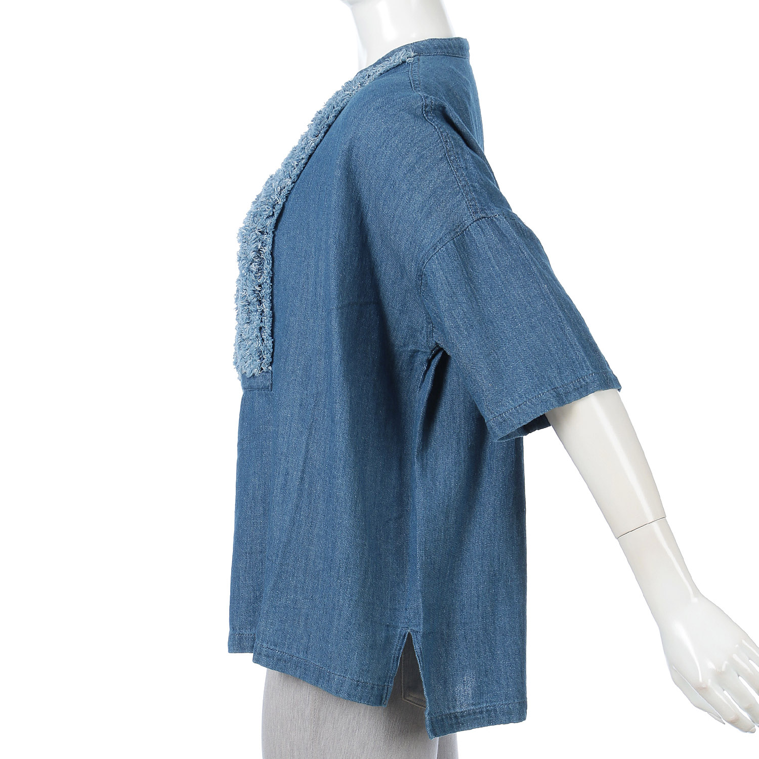 4．5oz綿麻甘撚りデニム（ista－ireオリジナル生地） フリンジブラウス - 画像5