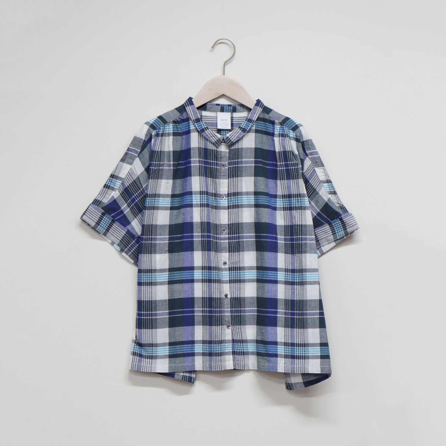 ista－ire マドラスチェック ちび襟ワイドシャツ - 画像11