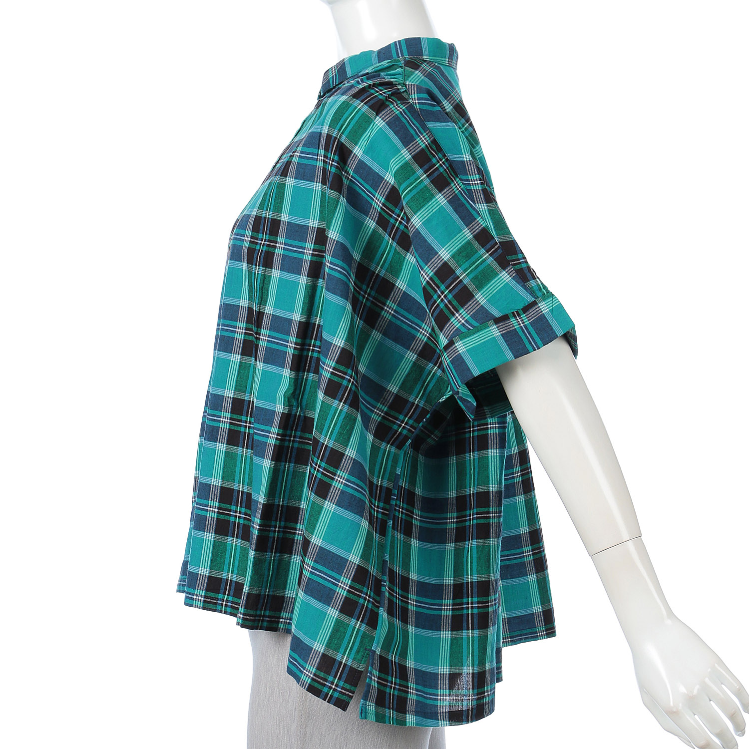 ista－ire マドラスチェック ちび襟ワイドシャツ - 画像6