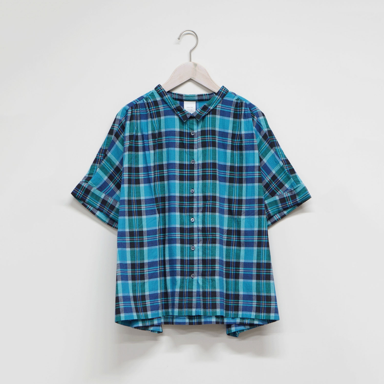 ista－ire マドラスチェック ちび襟ワイドシャツ - 画像9