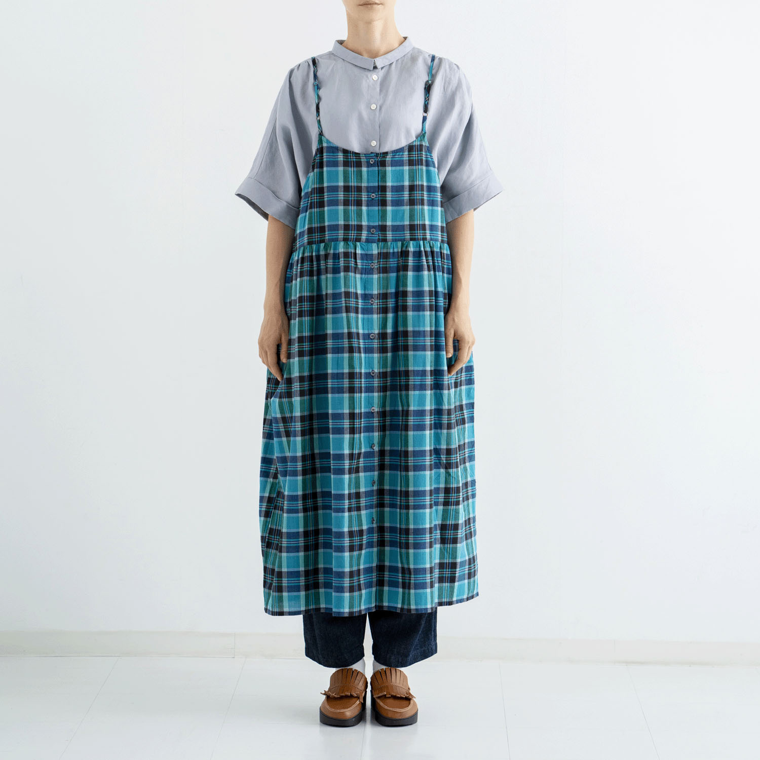 ista－ire マドラスチェック 2WAYキャミワンピース - 画像6