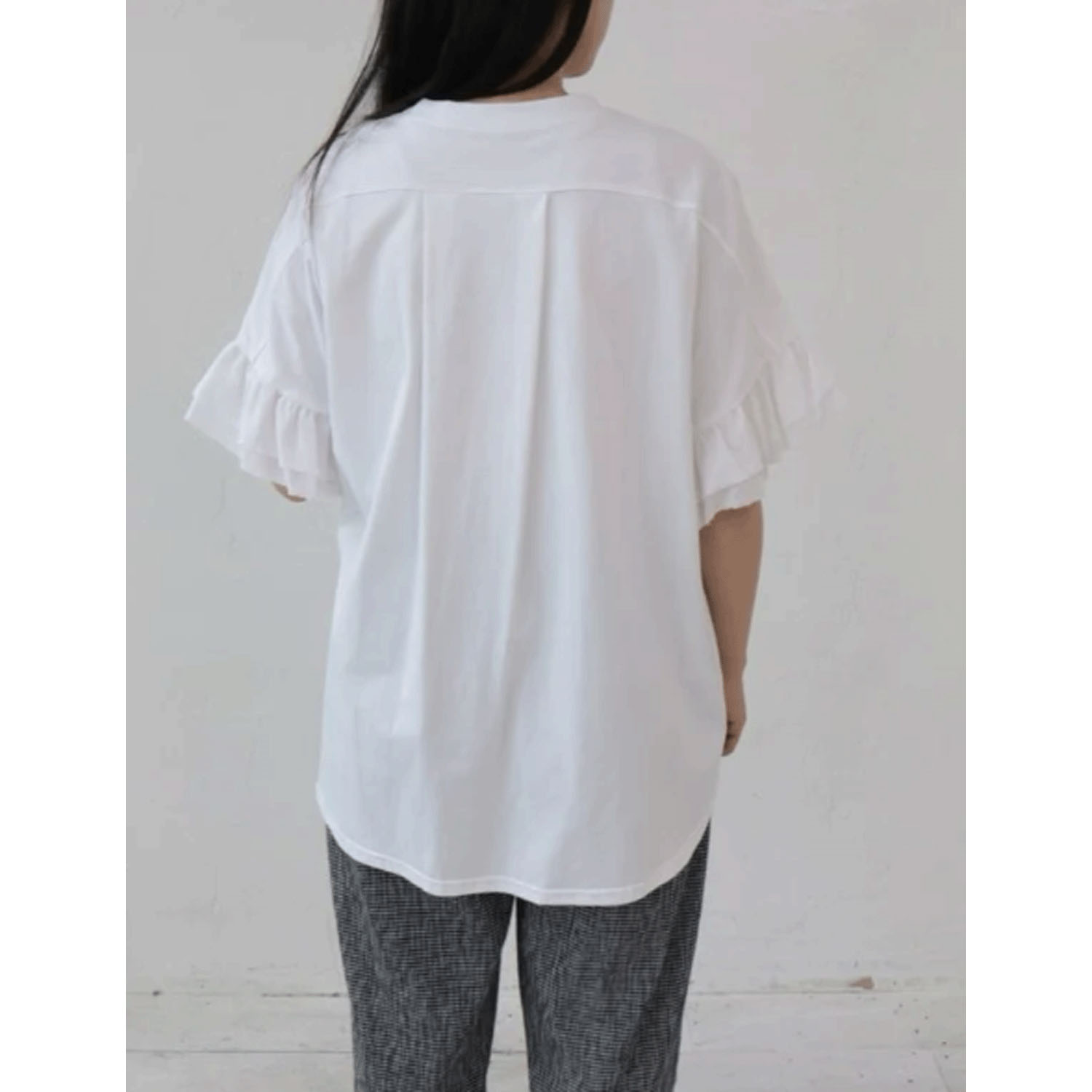 YARRA 異素材フリルスリーブカットプルオーバー - 画像4