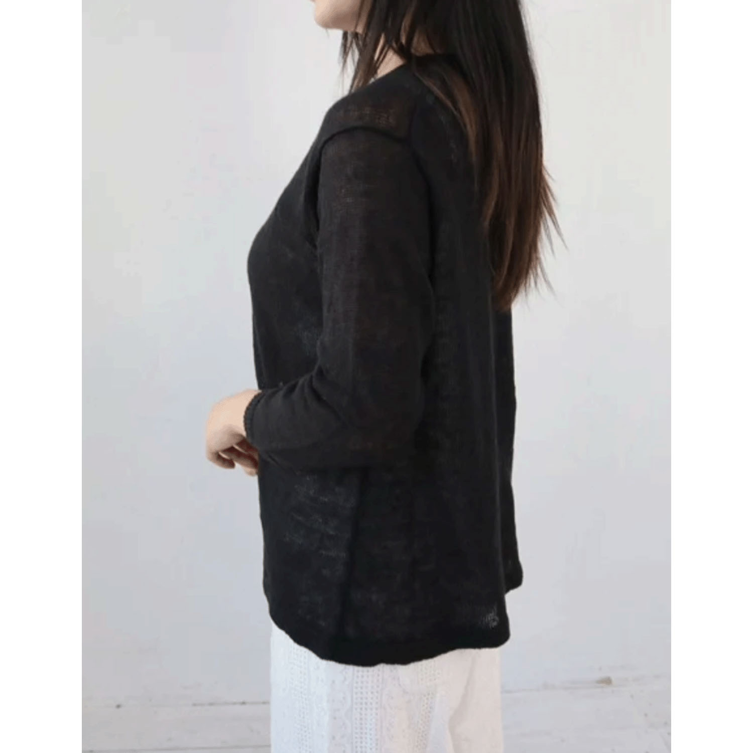 YARRA フレンチリネンAラインカーディガン - 画像3