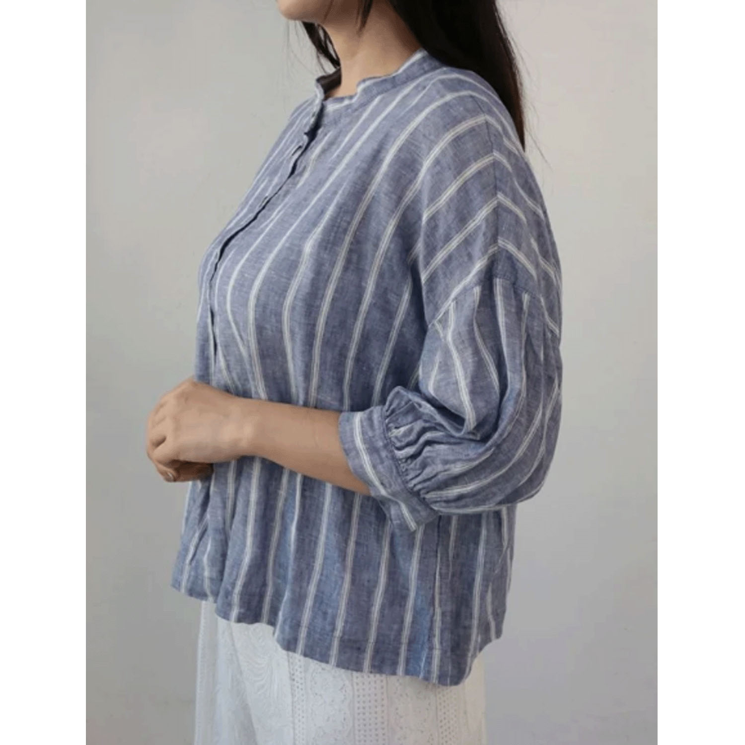 YARRA リネンストライプブラウス - 画像3