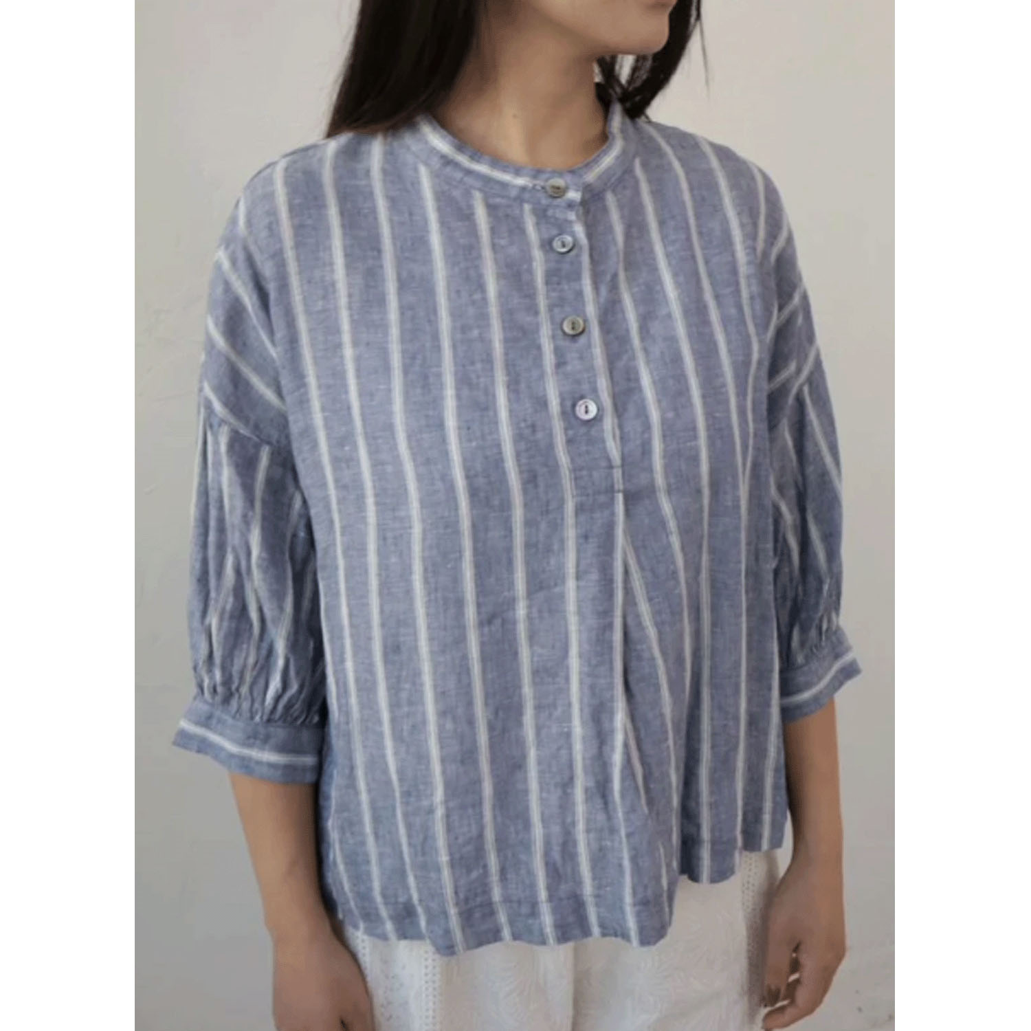 YARRA リネンストライプブラウス