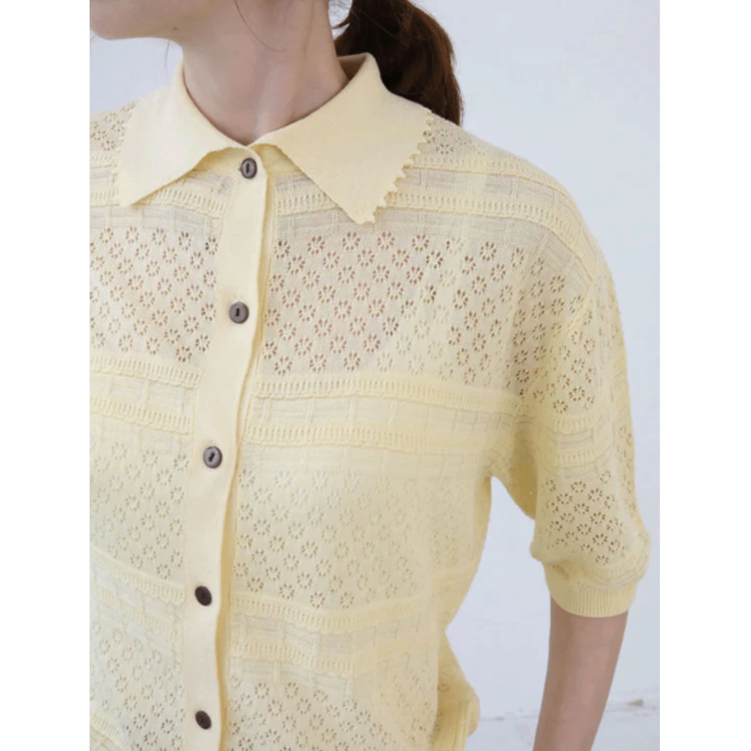 doux bleu  オープンワーク 半袖ニットシャツ - 画像11