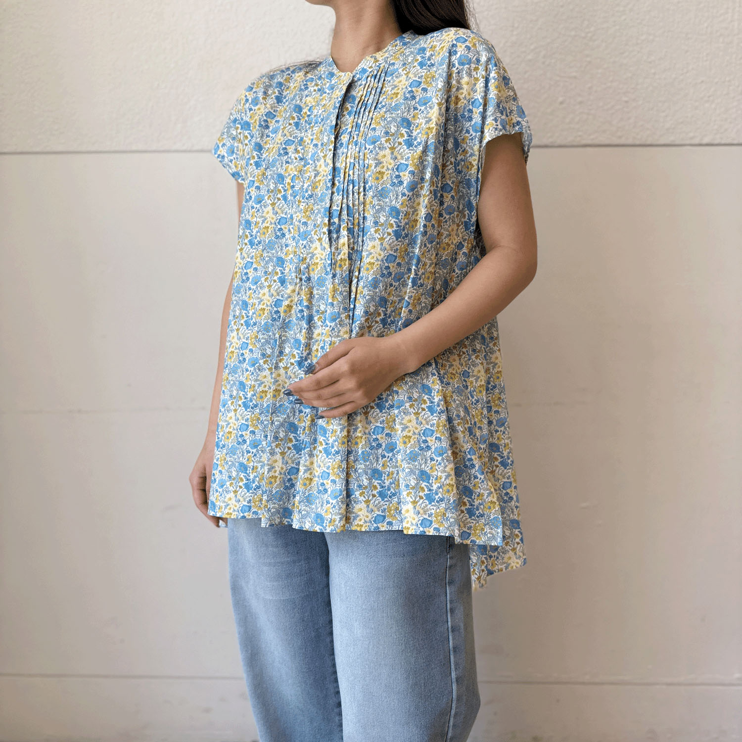 J．Sloane リバティピンタックフレンチスリーブブラウス