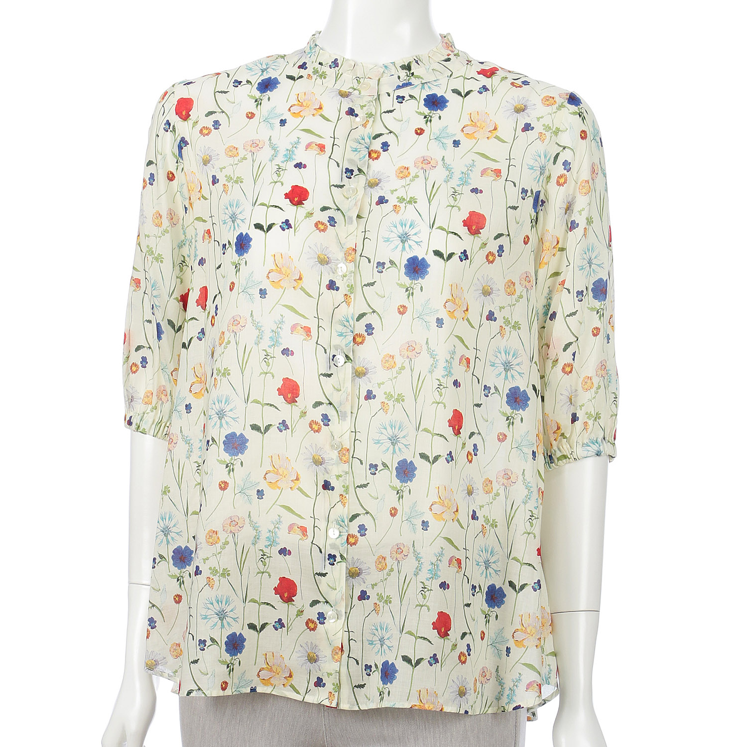 J．Sloane LIBERTY5分袖スタンドフリルシャツ