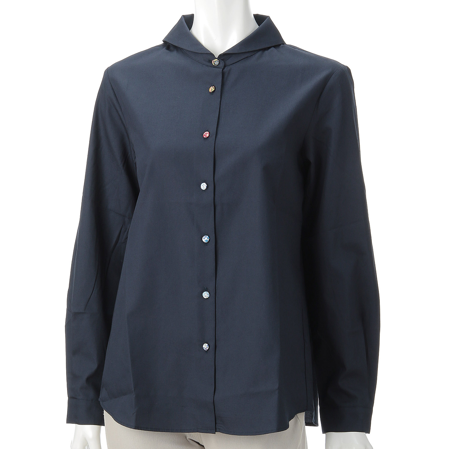 Parkes セーラーカラーLIBERTYくるみ釦シャツ - 画像5