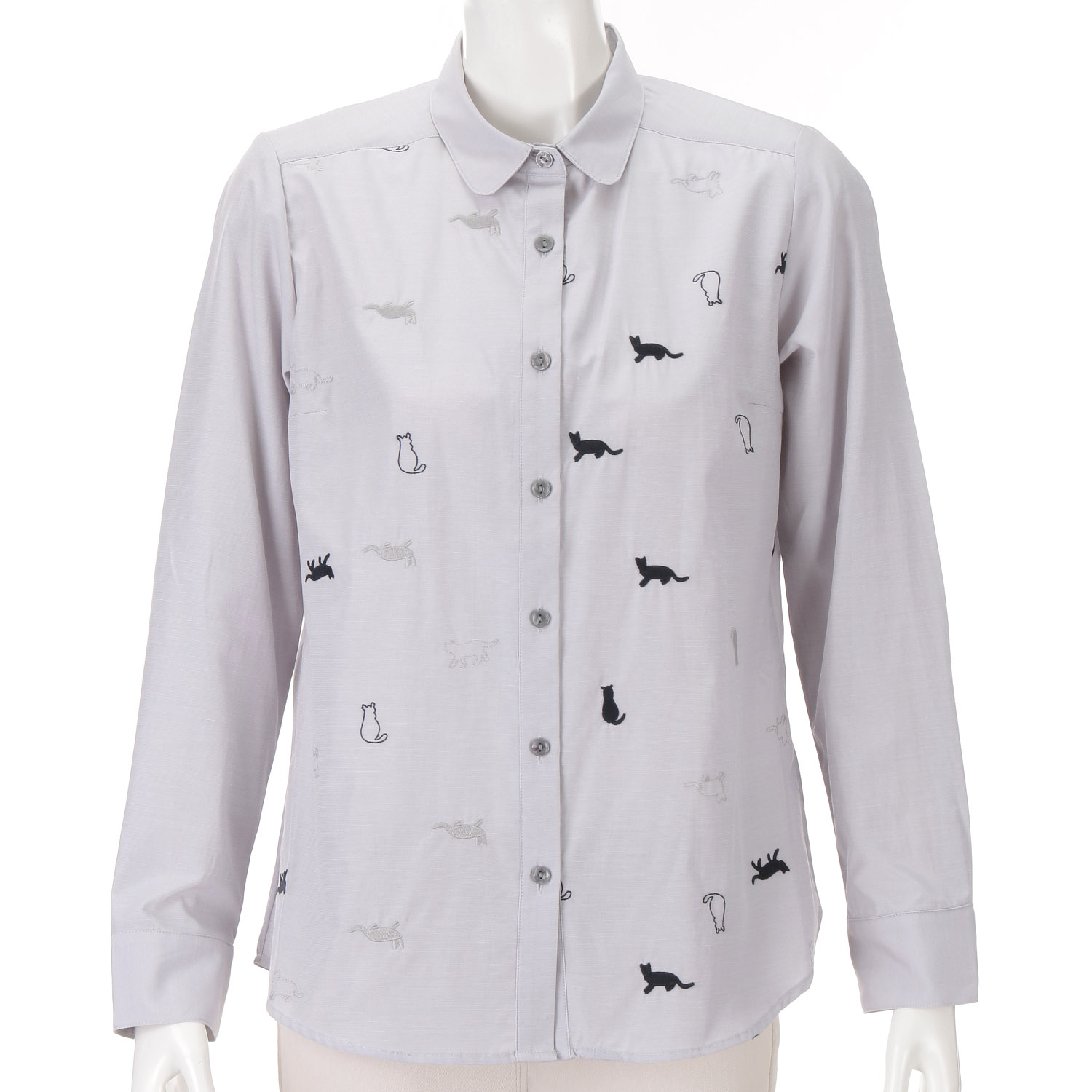 ネコ刺繍ブラウス - 画像1