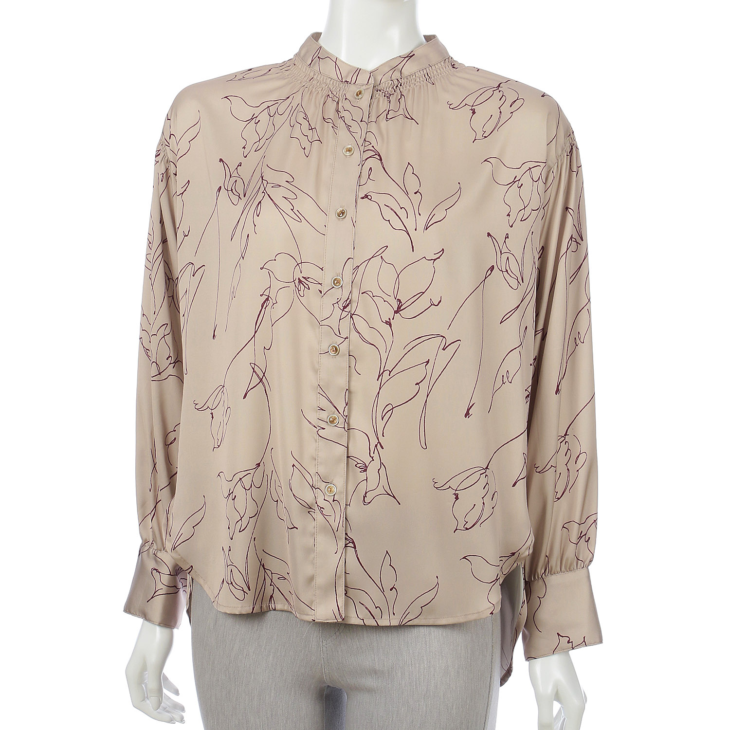 曲線柄プリントブラウス - 画像3