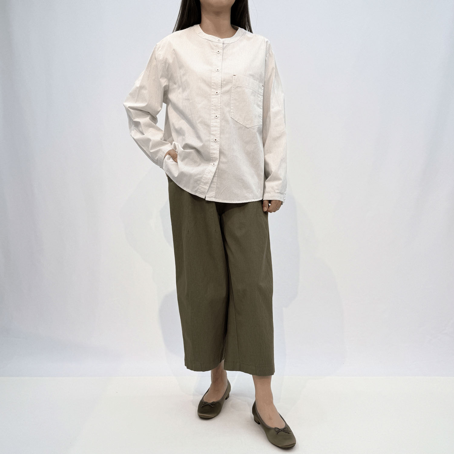 MAKITO ノーカラーステッチ配色ブラウス - 画像4