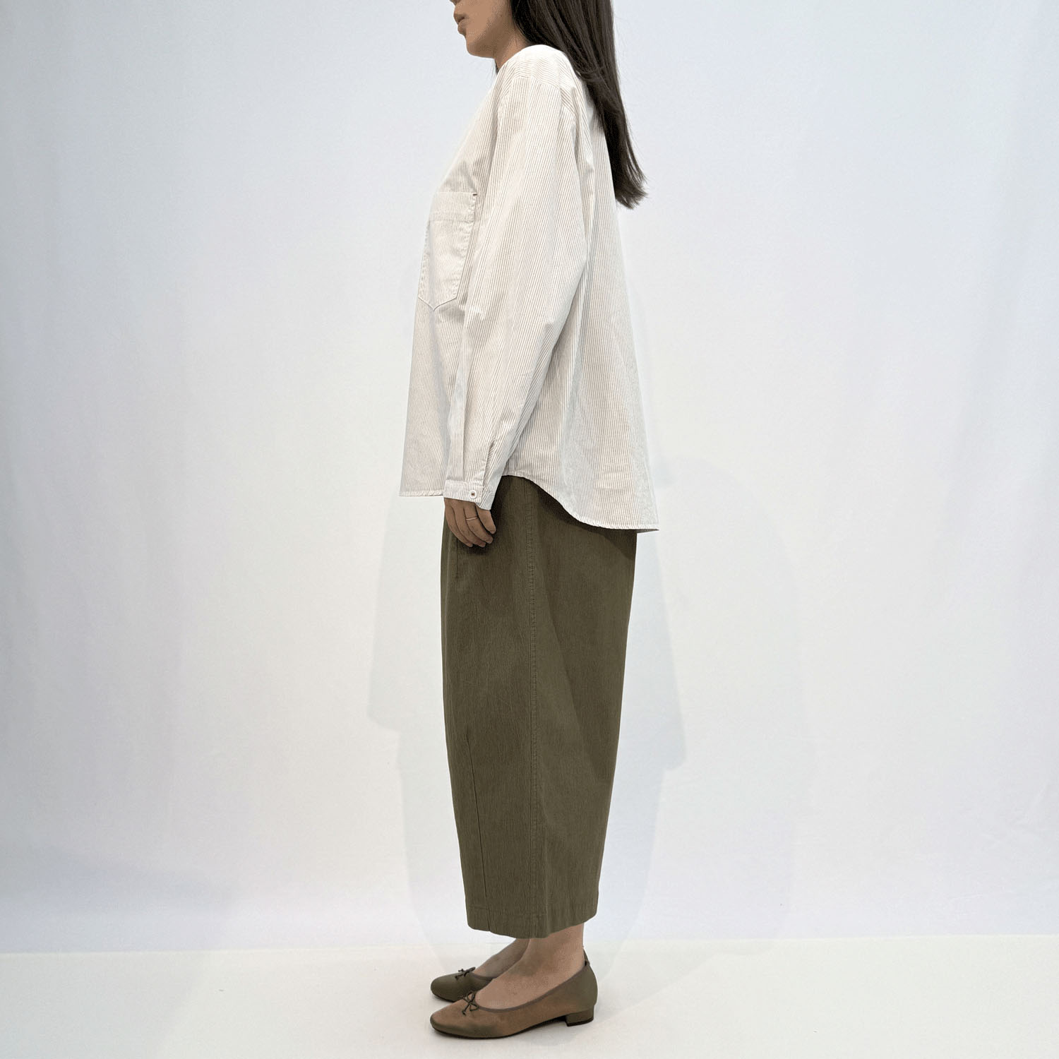 MAKITO ノーカラーステッチ配色ブラウス - 画像5