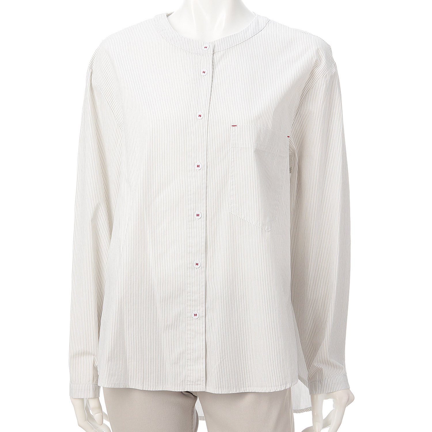 MAKITO ノーカラーステッチ配色ブラウス - 画像9