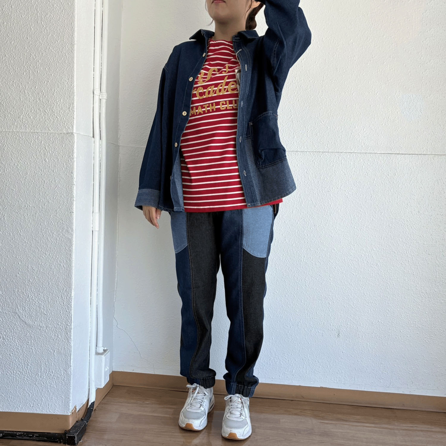 【CUBE SUGAR】8オンスリサイクルデニム長袖ビッグシャツ - 画像2