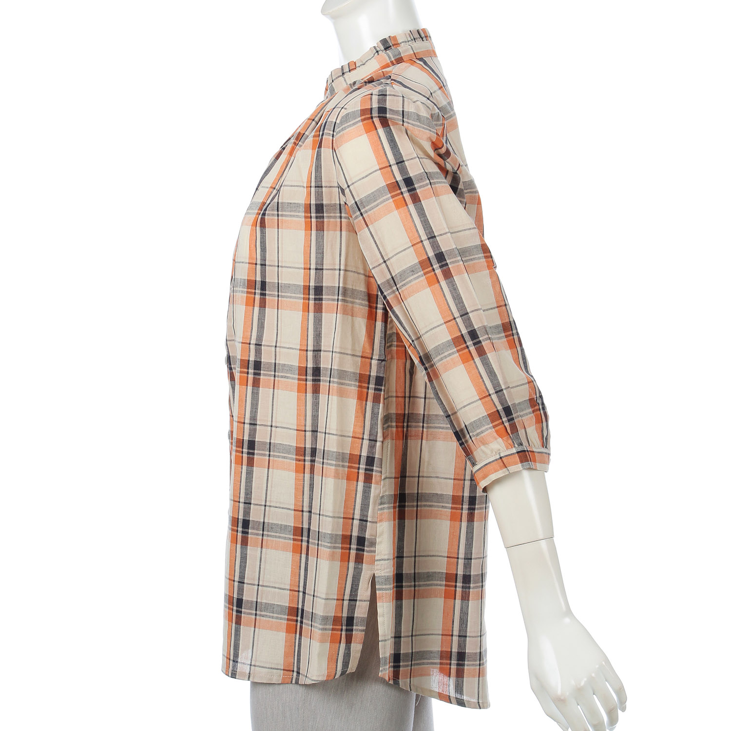 チェックフリルネックシャツ - 画像4